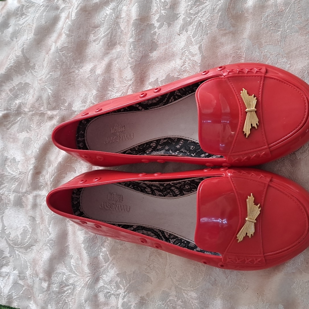 Melissa X Jason Wu Red Rubber ballet flats